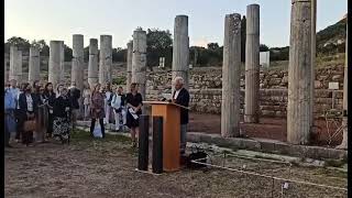 Αρχαία Μεσσήνη: Ομιλία Θέμελη στην παράδοση του στεγάστρου στο Γυμνάσιο